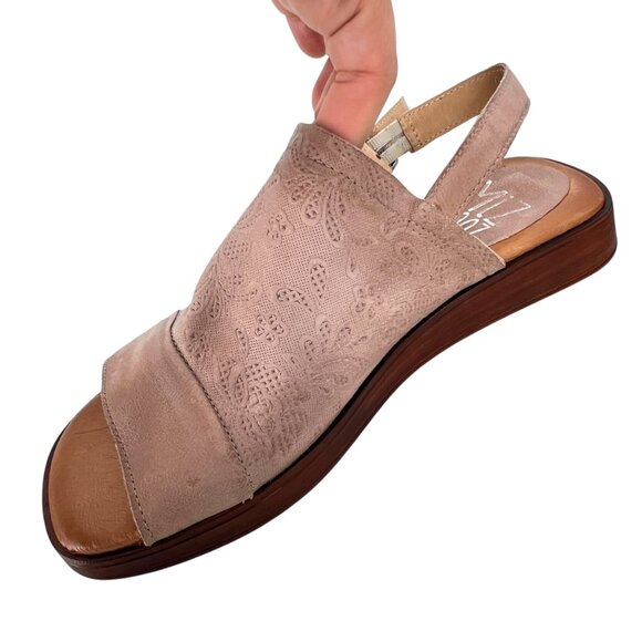 Miz Mooz Guava Lace-Embossed Leather Slingback Sandals Size 39 EU 9 US - Picture 6 of 14